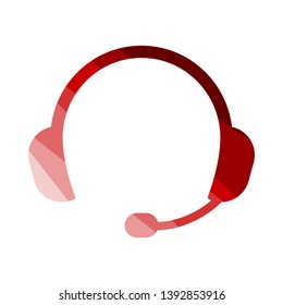 Headset Icon. Flat Color Ladder Design. Vector Illustration.
