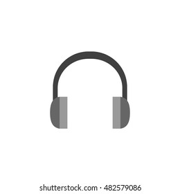 Headset icon in flat color style. Entertainment electronic personal hearing music computer gamer