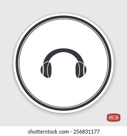 Headset icon. Flat design style. Made in vector. Emblem or label with shadow.