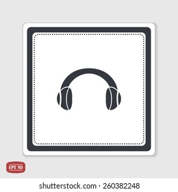 Headset icon. Flat design style. Made in vector. Emblem or label with shadow.