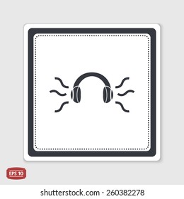 Headset icon. Flat design style. Made in vector. Emblem or label with shadow.
