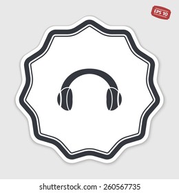 Headset icon. Flat design style. Made in vector. Emblem or label with shadow.