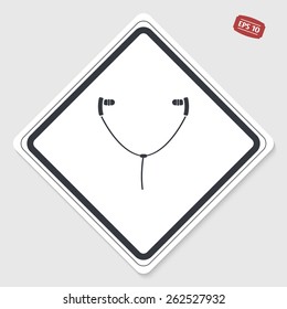 Headset icon. Flat design style. Made in vector. Emblem or label with shadow.