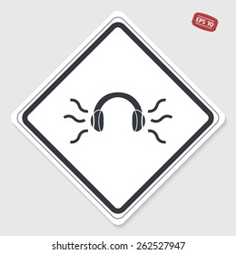 Headset icon. Flat design style. Made in vector. Emblem or label with shadow.