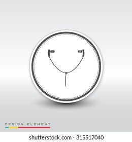 Headset icon. Flat design style. Made in vector. Emblem or label with shadow.