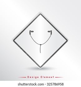 Headset icon. Flat design style. Made in vector. Emblem or label with shadow.