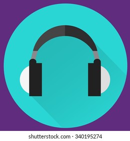 Headset icon, FLAT DESIGN VECTOR ILLUSTRATION