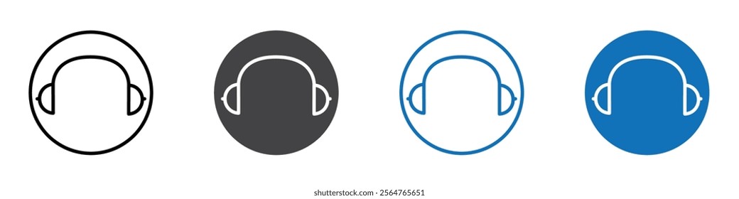 Headset icon flat editable icon mark set.