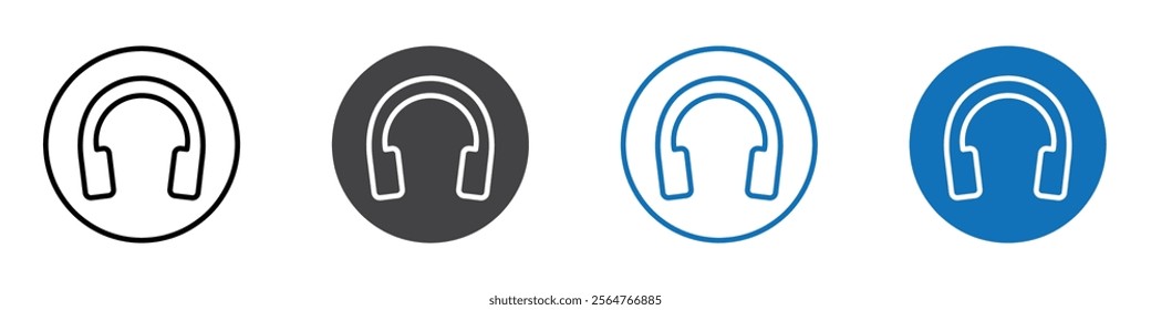 Headset icon flat editable icon mark set.