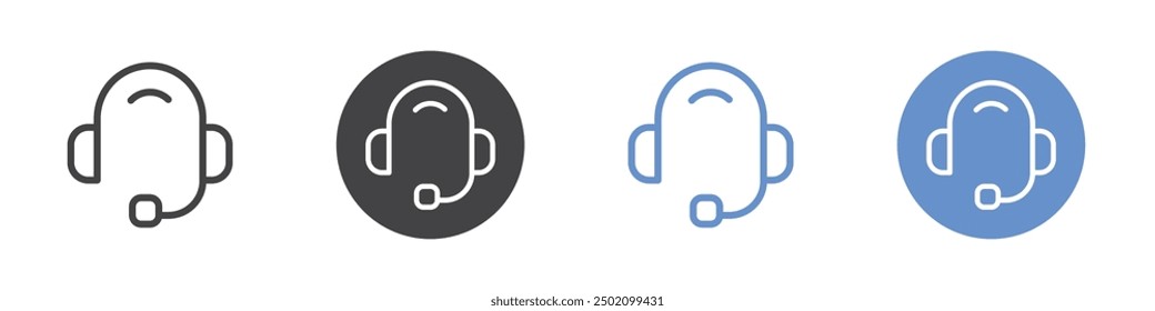 Headset icon Flat illustration vector with thin stroke