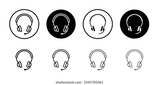 Headset icon flat line symbol set.