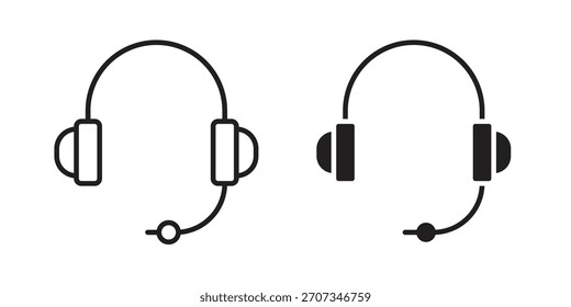 Headset-Symbol. Kollektion mit flachen Linien und Strichlinien. einfaches Symbol