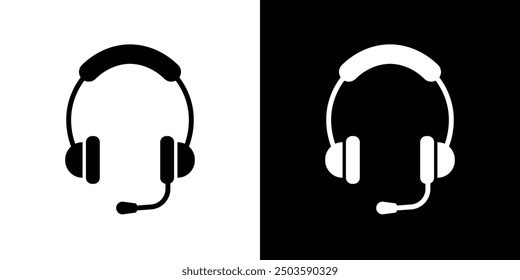 Headset icon Flat vector set outline