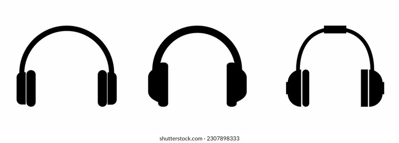 Colección de ilustraciones de iconos de auriculares. Ilustración vectorial.