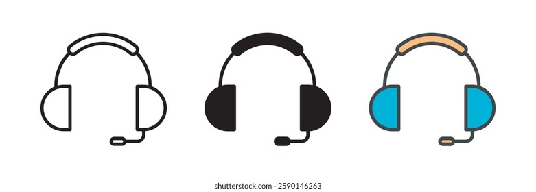 Headset icon. Line, glyph and filled outline colorful version, outline and filled vector sign. Support symbol, logo illustration. Different style icons set. Vector.