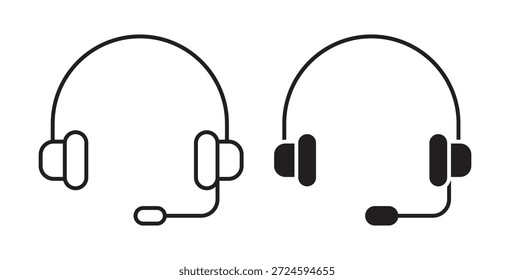 Icono de auriculares con versiones de línea y silueta.