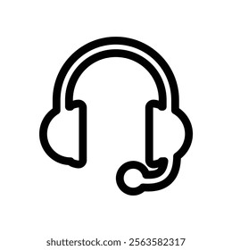 Headset Icon Line Style Design Web and Mobile Vector Illustration.
