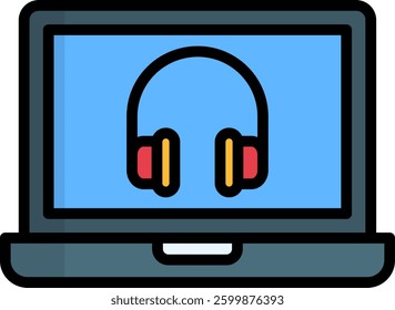 Headset Icon Lineal Color Vector Illustration