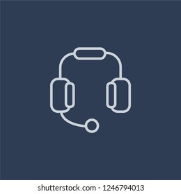 Headset icon. Headset linear design concept from Communication collection. Simple element vector illustration on dark blue background.