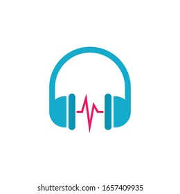 Headset icon logo vector illustration