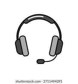 Icono de auriculares con micrófono, que representa reuniones en línea, teleconferencias, Asistencia al cliente y comunicación remota.