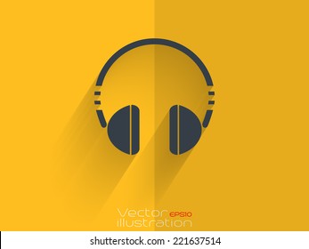 Headset icon on yellow background - EPS10