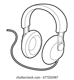 Headset icon. Outline illustration of headset vector icon for web design