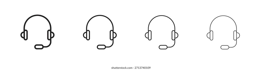 Headset icon outline symbol. Editable Stroke collection.