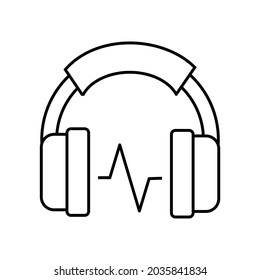 Headset icon, in outline, vector illustration of a headset.