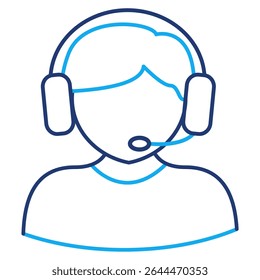 Headset icon represented by wearing Headset Dual Line style.