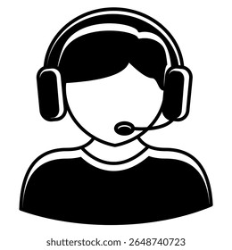 Headset icon represented by wearing Headset Black Filled style.