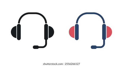 Headset icon set in black and colored versions.