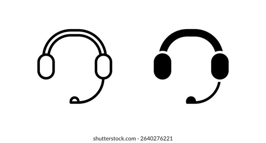 Headset Icon Set. A black icon of a headset, representing call support.