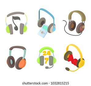 Headset Icon Set. Cartoon Set Of Headset Vector Icons For Web Design Isolated On White Background