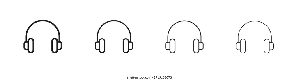Headset icon set. A collection of simple black thin strokes icons