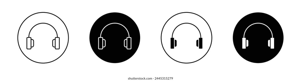 Conjunto de íconos de auriculares. Símbolo de Vector de auriculares de Asistencia de atención al Cliente. Símbolo de auriculares de Representante de asistencia. Conjunto de íconos de auriculares de centro de llamadas.