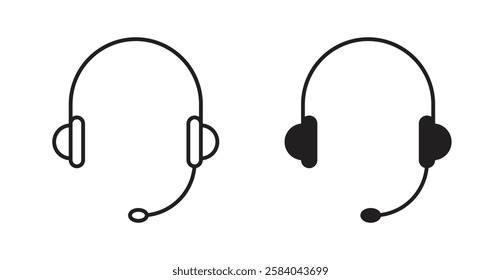 Headset icon set in thin line. vector illustrations for web