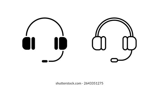 Headset icon set used for audio communication, gaming, or customer support.