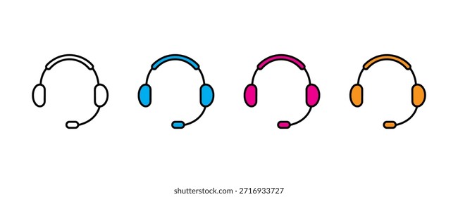 Headset-Symbolsatz, Vektor auf weißem Hintergrund. Kommunikation, Kundendienst, Support, Technologie-Symbol. Vektorgrafik.