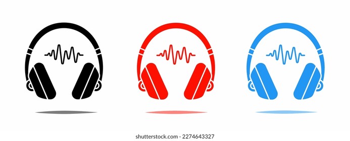 Headset icon with shadow. Vector illustration.