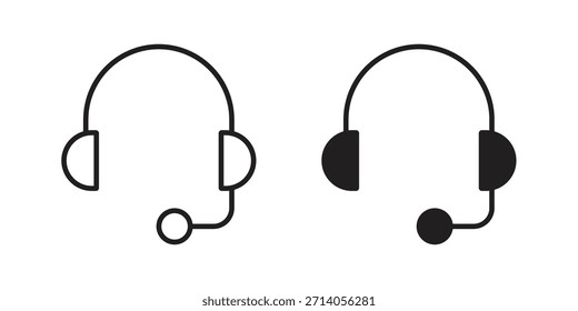 Headset icon silhouette vector designs. Editable Strokes