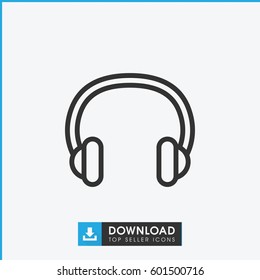 headset icon. simple outline headset vector icon. on white background.
