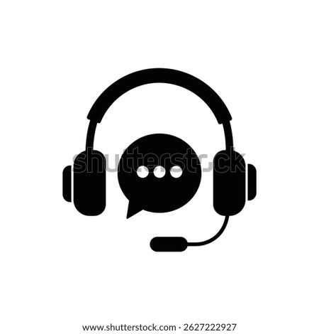 Headset icon with speech bubble representing communication and support in digital environments