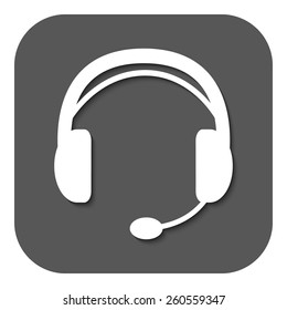 The headset icon. Support symbol. Flat Vector illustration. Button