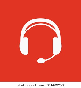 The headset icon. Support symbol. Flat Vector illustration