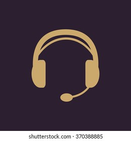 The headset icon. Support symbol. Flat Vector illustration