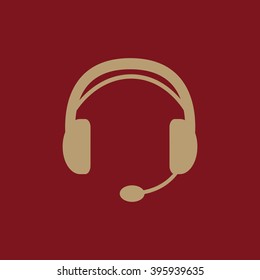 The headset icon. Support symbol. Flat Vector illustration
