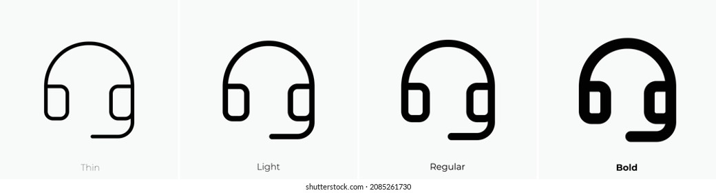 headset icon. Thin, Light Regular And Bold style design isolated on white background