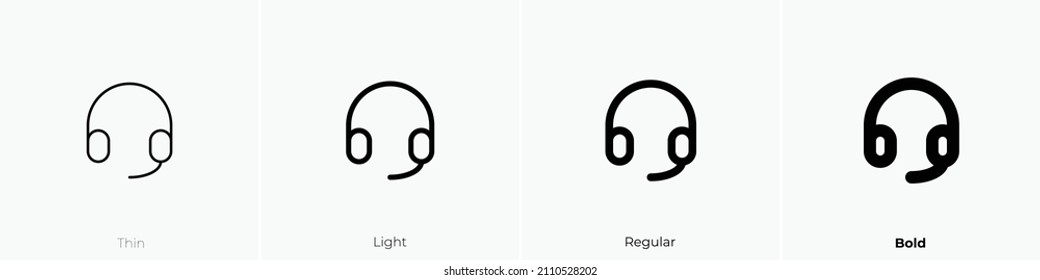 headset icon. Thin, Light Regular And Bold style design isolated on white background