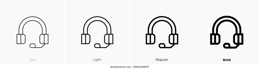 headset icon. Thin, Light Regular And Bold style design isolated on white background